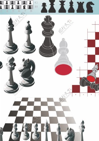 AI矢量图国际象棋棋局