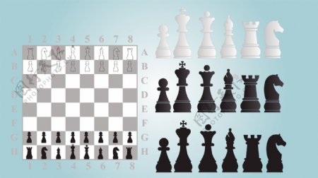矢量素材各式国际象棋棋子
