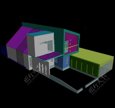 3d室外别墅房子模型图片