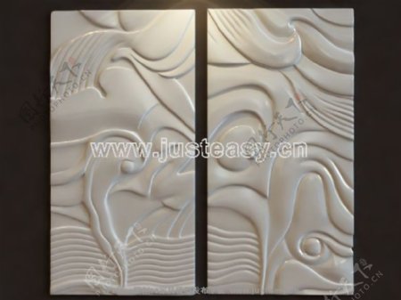 乳白色墙面抽象浮雕石膏雕塑anaglyp