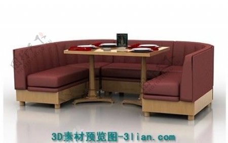 3d茶餐厅沙发模型