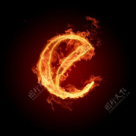 燃烧着的英文字母图片素材E