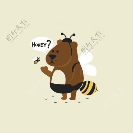 位图可爱卡通卡通动物蜜蜂熊免费素材