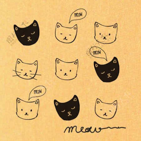 印花矢量图可爱卡通卡通动物猫文字免费素材