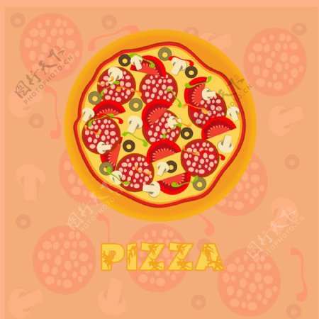 印花矢量图生活元素披萨pizza西红柿免费素材
