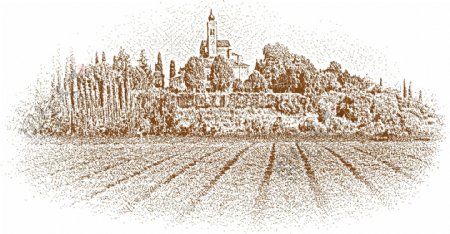素描农场城市建筑图片