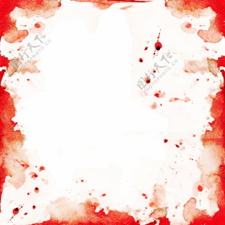 水彩手绘与短信空元素组成的红色框水彩剪贴簿
