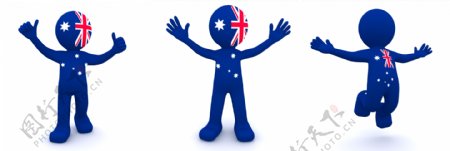 3D人物质感与澳大利亚国旗