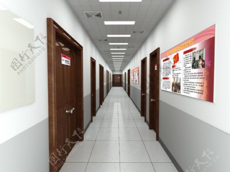 医院办公室走廊效果图图片