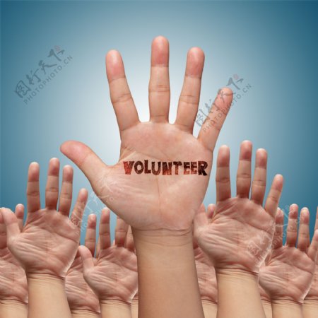 志愿者小组举手