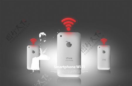白色手机和红色wifi信号