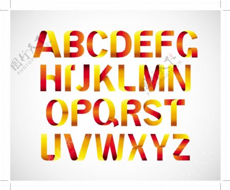 折叠效果英文字母设计矢量素材