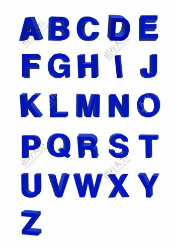 蓝色立体字母图片