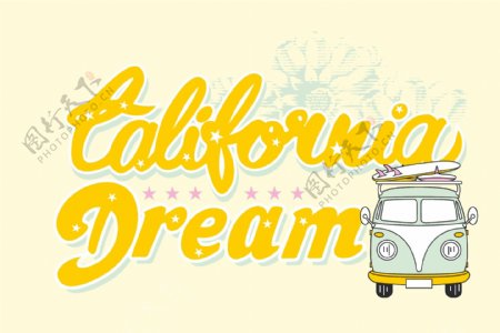加利福尼亚之梦海报矢量图AI