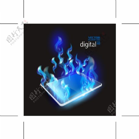 平板电脑蓝色火焰图片
