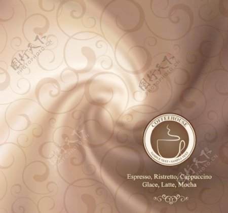 欧式花纹丝绸咖啡背景图片