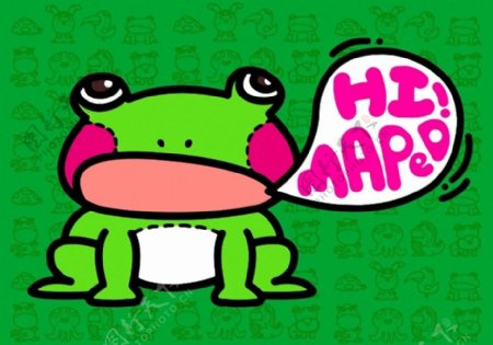 位图可爱卡通卡通动物青蛙英文免费素材