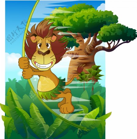 可爱动物绿色泰山狮子图片