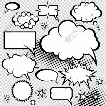 漫画风格的蘑菇云对话框05矢量素材