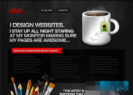 黑色精美的设计师的个人网站模板