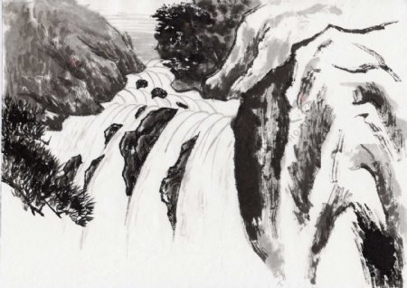 位图艺术效果水墨画中国风自然景色免费素材