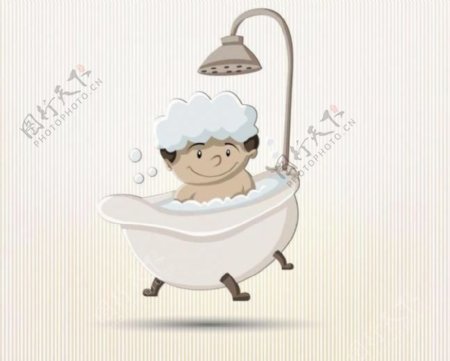 小男孩洗澡图片
