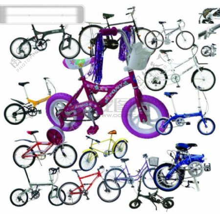 各式自行车自行车童车折叠车PS分层素材车PSD分层素材源文件库