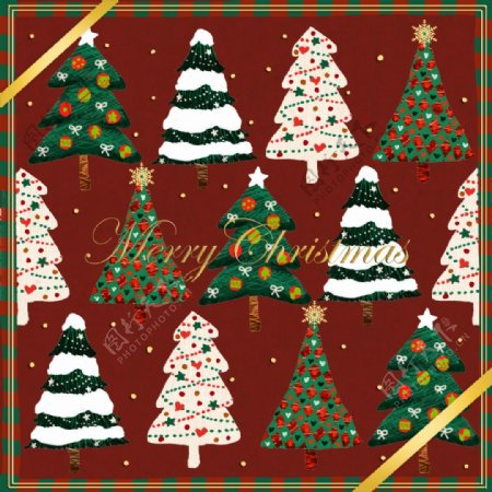 精美各种装饰圣诞树设计PSD分层模板