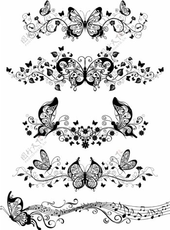 蝴蝶花的装饰元素矢量