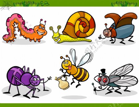 卡通昆虫集12矢量素材