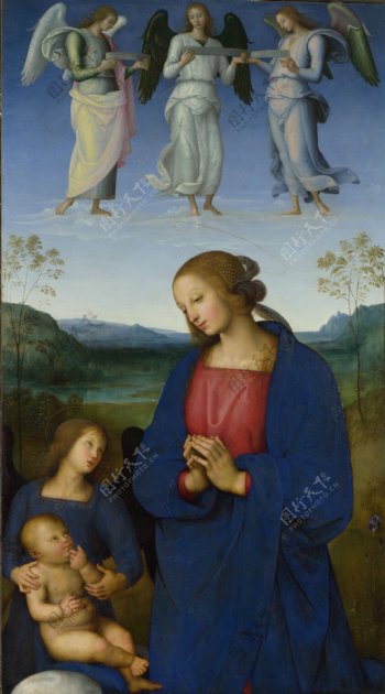 圣母圣婴与天使图片