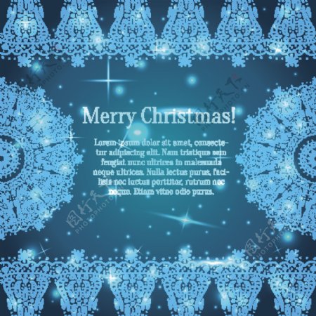 闪亮的蓝色圣诞卡设计矢量图03