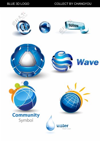 蓝色3d立体logo收集图片