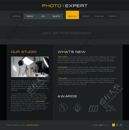 个性黑色摄影网站psd模板