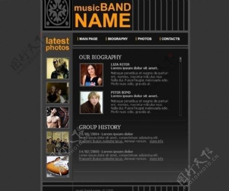 欧美musicband乐队网页模板图片