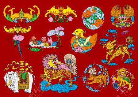 12中国民间吉祥图案矢量素材
