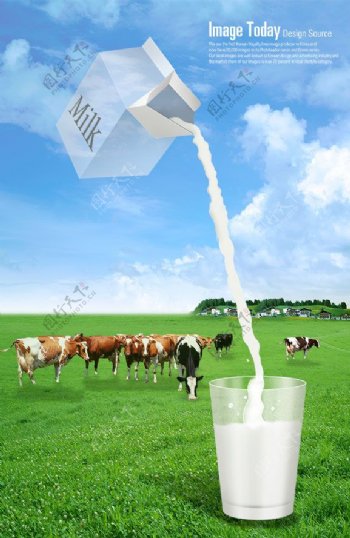 高清PSD分层素材生态牛奶