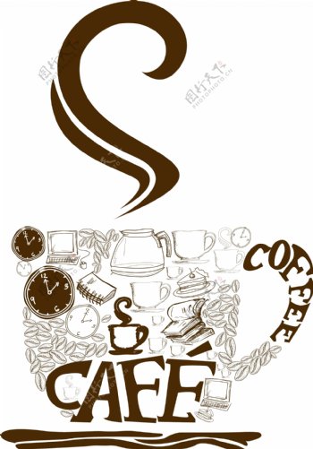 咖啡图标和背景设计矢量