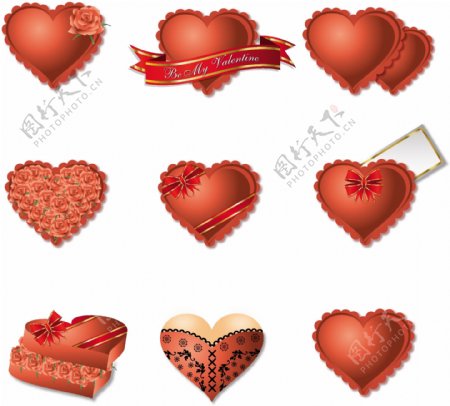 浪漫的心形礼盒包装矢量素材心中浪漫的情人节