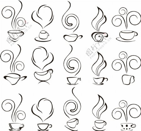 39咖啡矢量图标的形状设置