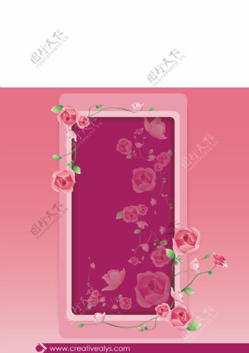 微妙的粉红色的玫瑰花框的背景