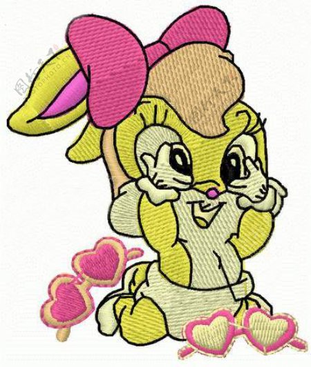绣花动物兔子卡通色彩免费素材