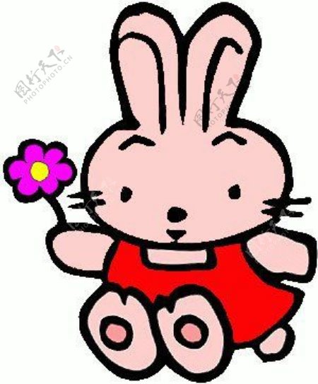 位图卡通动物兔子花可爱卡通免费素材