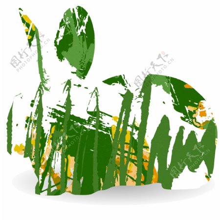 印花矢量图成熟优雅女装可爱动物兔子绿色免费素材
