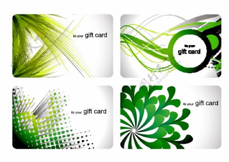 4绿色自然的礼品卡向量集