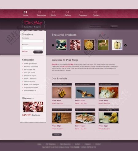淡紫色漂亮的企业网站模板