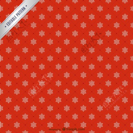 红色雪花纹无缝背景设计矢量素材