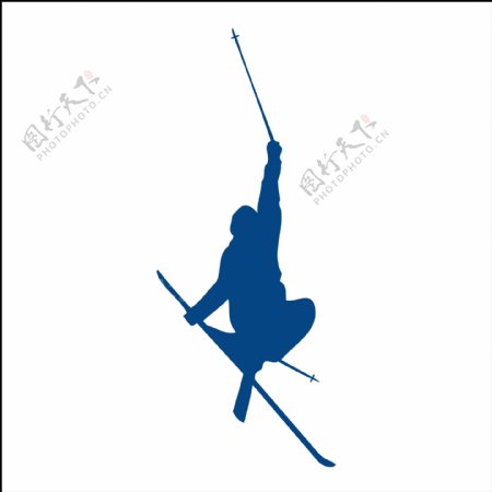 印花矢量图人物滑雪运动蓝色免费素材