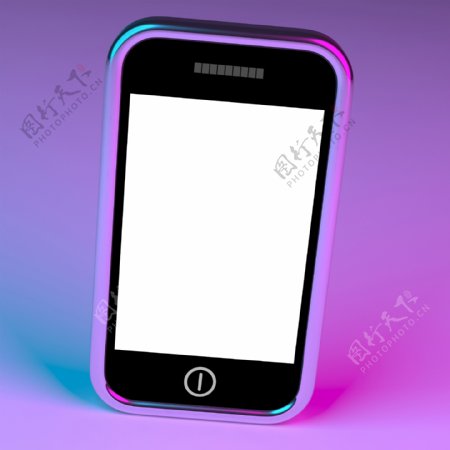 用白色和淡紫色背景空白智能手机屏幕勇敢面对打击