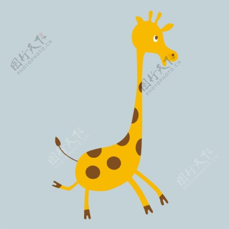 印花矢量图T恤图案动物长颈鹿色彩免费素材
